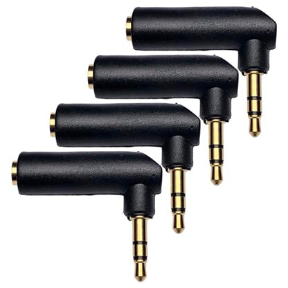 CESS 3.5mm Right Angle Male to Female Stereo Adapter, 4 Pack
