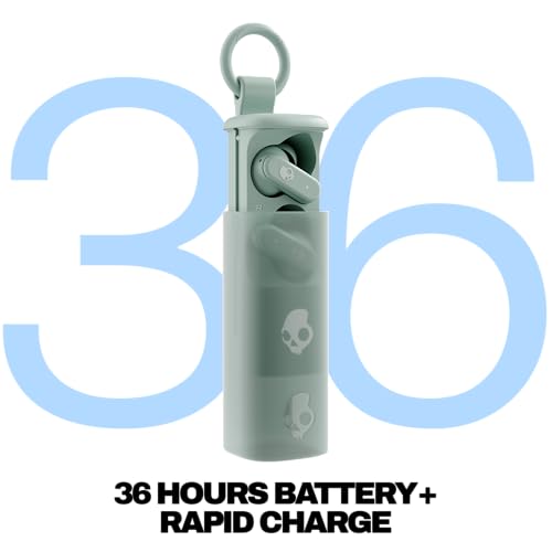 Skullcandy Dime Evo Wireless Earbuds with Clip-Anywhere Case - Preppy Sage | In-Ear Fit, Noise Isolating, 36 Hours Battery, Microphone for iPhone Android, Easy Clip-On Design, Travel, Commuting - color: Preppy Sage
