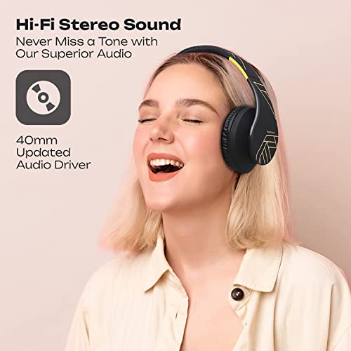 PowerLocus Bluetooth Over-Ear Headphones, Wireless Stereo Foldable Headphones Wireless and Wired Headsets with Built-in Mic, Micro SD/TF, FM for iPhone/Samsung/iPad/PC (Black/Yellow) - color: Black/Yellow