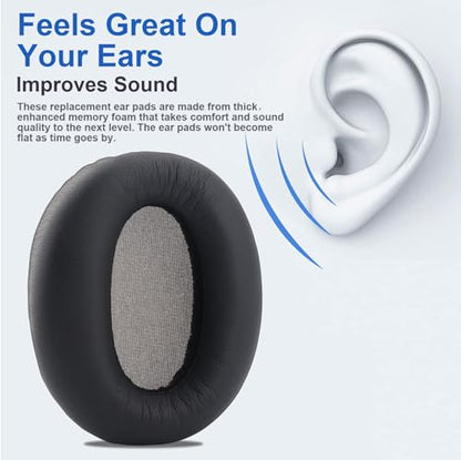 W820NB Ear Pads Replacement Ear Pads Cushions Compatible with Edifier W820NB Headphone Softer Protein Leather Earmuffs Memory Foam Earpads Ear Cups Cover Repair Parts - Gray - color: Black