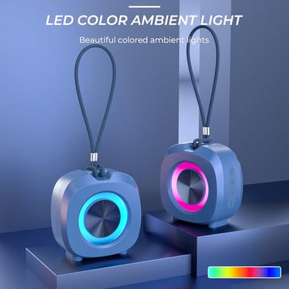 PEICHENG Speaker, Small Portable Bluetooth Wireless IPX5 Waterproof Shower Speaker,Loud Stereo Sound Deep Bass,Dual Pairing, RGB Lights,Long Playtime for Outdoor Party, Great Gift,1PC (Blue) - color: Blue
