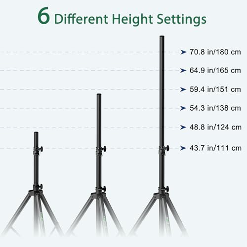 Pair of Speaker Tripod Stands 43.7"-70.8" PA DJ 35mm Mount Insert | Metal, Speaker Stands Pair, Height Adjustable, Floor