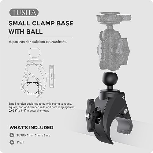 TUSITA Tough-Claw Small Clamp Base with 1" Ball B Size for Rails 0.625" to 1.5" in Diameter