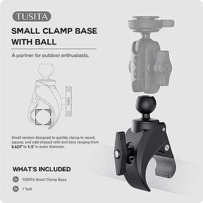 TUSITA Tough-Claw Small Clamp Base with 1" Ball B Size for Rails 0.625" to 1.5" in Diameter