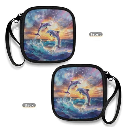 Dolphin Lightweight Headphone Storage Bag, Portable Headset Carrying Pouch Headphone Case Bag Soft Travel Pouch for Ear Headphones Headphone Holder - color: Dolphin