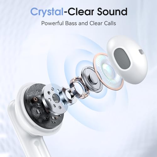Wireless Earbuds, Bluetooth 5.4 Headphones HiFi Stereo with 4 HD Mic, 50H Playtime Bluetooth Earbuds with Dual LED Display, IPX7 Waterproof Wireless Earphones, Touch Control Ear Buds,USB-C - color: Brightening-A