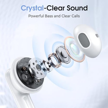 Wireless Earbuds, Bluetooth 5.4 Headphones HiFi Stereo with 4 HD Mic, 50H Playtime Bluetooth Earbuds with Dual LED Display, IPX7 Waterproof Wireless Earphones, Touch Control Ear Buds,USB-C - color: Brightening-A
