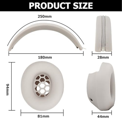 Studio Pro Silicone 2-in-1 Sweat Case Cover Set with Anti-Scratch Ear Pad Covers & Zipper Headband Cover – Compatible with Beats Studio Pro Wireless Headphones（Off White） - color: Off White 2-in-1