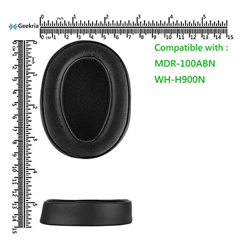 Geekria Replacement Ear Pads for Sony MDR-100ABN, WH-H900N Headphones Ear Cushions, Repair Parts with Video Guide (Black) - color: Black