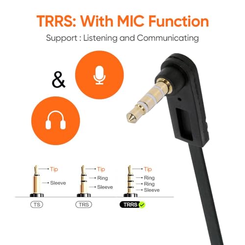 Cable Ultra Slim Flat AUX 3.5mm 4-Poles Audio Stereo Male to Female Extension Speaker Cable 90 Degree Right Angled 15cm - style: 4-Poles Male to Female
