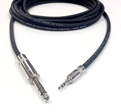 Custom Cable Connection 50 Foot Pro Audio 1/4 inch (6.35mm) TRS to 1/8 inch (3.5mm) TRS Balanced Cable - size: 50 Foot