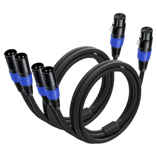 2 Pack XLR Splitter Cable 1.6 FT, 1 Female to 2 Male Patch Y Cable, Balanced Microphone Splitter Cord Audio Adaptor, Used for Microphone, Effector, Mixer, Equelizer, DMX LED, Amplifier, Guitar - size: 1.6 Foot, 2 Pack, style: 1 Female to 2 Male