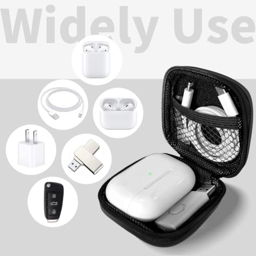 1 Pack Square Earbud Case Storage Bag with Carabiner, Black - color: C1-square black