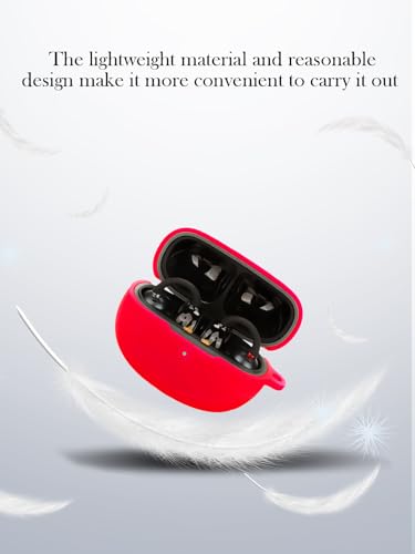Case for EarFun Clip Wireless Open Earbuds,Soft Protective,Shockproof, BOVUGAC Silicone Case Cover with Keychain & Cleaning Kit & Lanyard-Red - color: Red