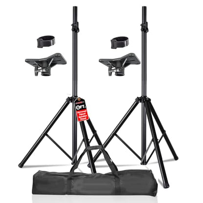 5 Core Speaker Stand Pair Universal Mount Steel Construction 132 Lb Capacity Stable Tripod w/Adjustable Height 72” w 35mm Compatible Insert Metal Safety Pin Included Bag - color: Black