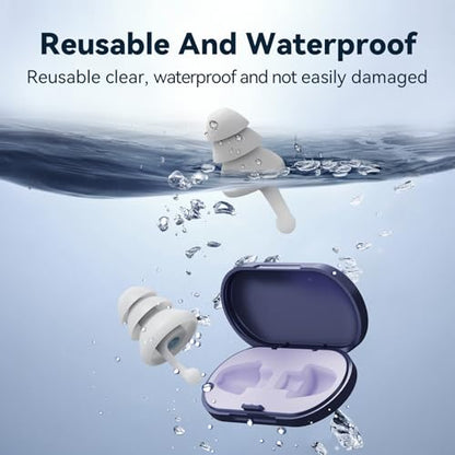 Ear Plugs for Sleeping, 35dB Reusable Soft Silicone Earplugs | Noise Cancelling Earbuds for Noise Reduction (35dB) Hearing Protection, 3D Oval Design for Side Sleepers, 2 Pairs (S + M/L)
