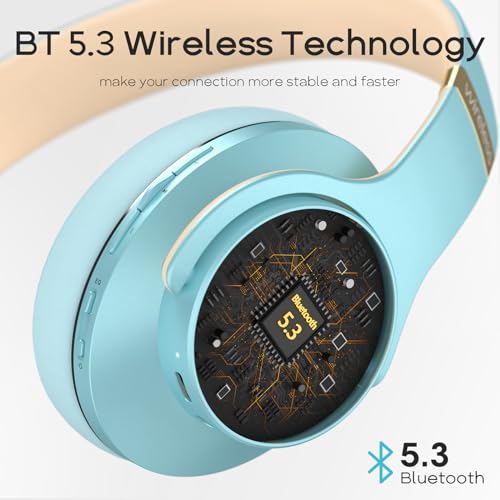 DOQAUS Bluetooth Headphones Over Ear, 90H Playtime, 3EQ Mode, with ENC Mic - color: Blue