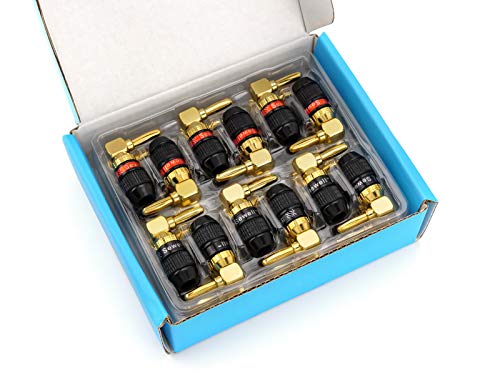 Sewell Deadbolt Right-Angle Banana Plugs, 12 Pairs Quick Connect Gold Plated Speaker Plugs 90 Degree - size: 12 Pairs, style: Deadbolt Right Angle