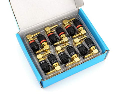 Sewell Deadbolt Right-Angle Banana Plugs, 12 Pairs Quick Connect Gold Plated Speaker Plugs 90 Degree - size: 12 Pairs, style: Deadbolt Right Angle