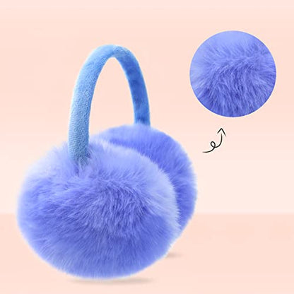 POXIMI Women Winter Earmuffs Girl Ski Adjustable Ear Covers for Kid Cute Bow Ear Warmer Outdoor Earmuff Fleece Lining - color: C-blue Purple