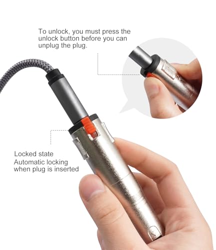 Lockable 1/4 TRS Female to 3Pin XLR Male Audio Adapter, Balance 6.35mm to XLR Adapter for Microphones, Mixing Consoles, and Power amplifiers-2 Pack - color: silver