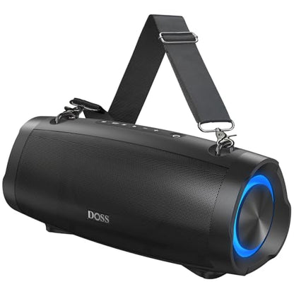 DOSS Extreme Boom Pro D100 Wireless Bluetooth Speaker, IPX6 Waterproof | 140W Peak Loud Sound, Extra Bass, 24H Playtime, Beat-Sync Lights, Power Bank, Portable, Outdoor, Camping, Beach, Yard, Black - color: Black