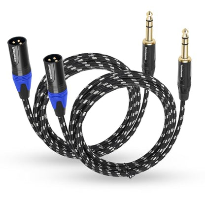 Microphone Cable 6 Ft,1/4 to XLR Cable,Quarter inch(6.35mm) TRS to XLR Male, 1/4" Stereo Jack to XLR Balanced Interconnect Cord Patch Cable,Compatible with Speakers, Audio Consoles 2Pack