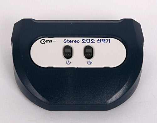 Coms 2 Port Stereo Audio Switch Box - 3.5mm Jack - Black - No Power Required - Hot-Swap Enabled - Compatible with TV, Speaker, PC, Gaming Console