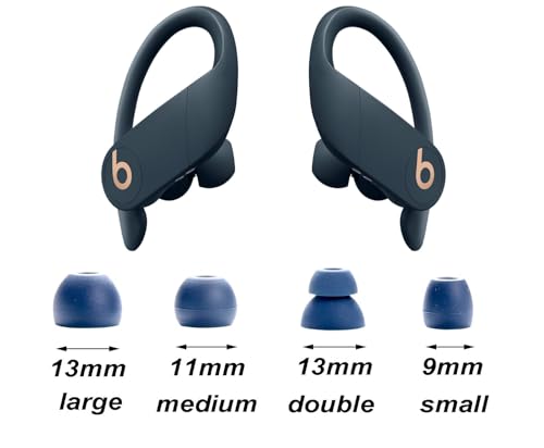 Replacement Earbud Tips for Beats Powerbeats Pro Wireless Stereo Headphones - 4 Pairs - Small, Medium, Large, and Double Flange (Navy Blue) - color: Navy Blue
