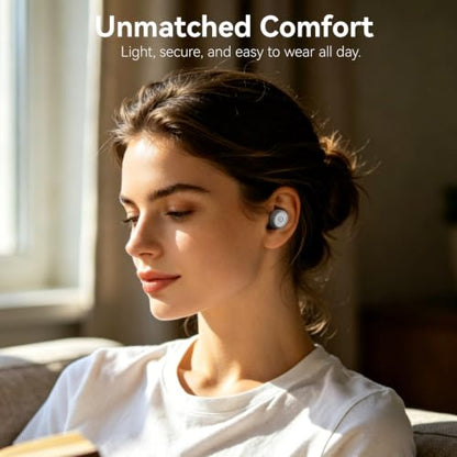 TOZO T10 Wireless Earbuds Powerful Bass Stereo Wireless Charging, APP, IPX8 | Waterproof, 55H Playtime, Ergonomic Design In Ear buds, App Customize EQ, Bluetooth 5.3 Headphones for Work, Travel, White - color: Matte White