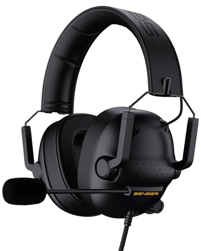 SENZER SG500 Gaming Headset with Noise Cancelling Microphone Black | Surround Sound Wired Gaming Headset Memory Foam Padding - Portable Foldable Headphones for PC, PS4, PS5, Xbox One, Switch - color: Black