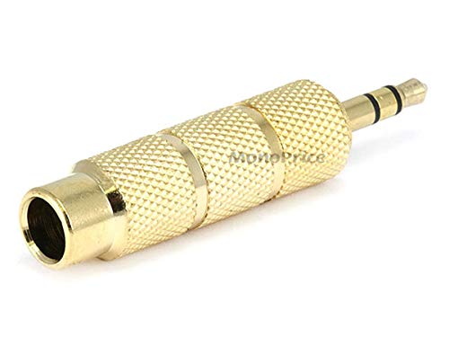 Monoprice 107165 3.5mm Stereo Plug to 6.35mm Stereo Jack Adaptor, Gold Plated