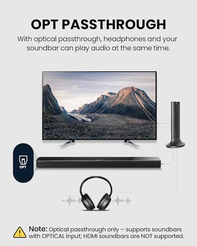 Avantree Duet - Dual Wireless Headphones for TV Watching | Clear Voice & Loud Volume for Seniors and Hard of Hearing, Easy Plug & Play Setup, with 2.4GHz RF Transmitter & Charging Dock