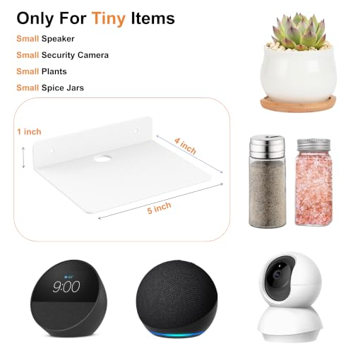 Small Shelf for Wall, 5 Inch, Metal Floating Shelves for Echo dot, Cameras, Tiny Speaker, Tiny Wall Mount Shelves (White 2pcs) - color: White 2pcs