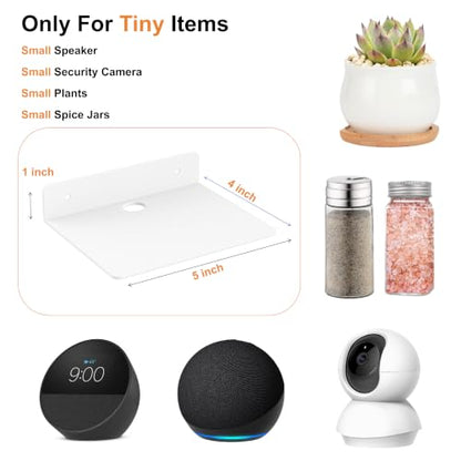 Small Shelf for Wall, 5 Inch, Metal Floating Shelves for Echo dot, Cameras, Tiny Speaker, Tiny Wall Mount Shelves (White 2pcs) - color: White 2pcs