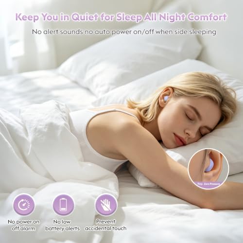 Mini Wireless Sleep Earbuds for Side Sleepers, 0.08oz Invisible Earbuds for Small Ears, Bluetooth 6.0 Sleep Headphones, No Alert Sounds, LED Display, Comfort Fit Earphones for Work, Travel