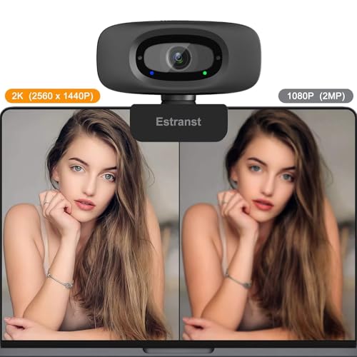 2K Quad HD Webcam with Privacy Cover & Noise-Canceling Microphone, Video Web Streaming Camera for PC Computer Desktop Laptop Mac Zoom Teams &More, 1pc USB C Adapter - style: Webcam+USB C Adapter