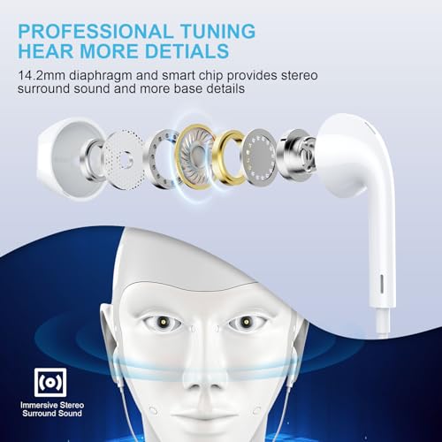 Wired Earbuds, [Clear Calls & No Noise] 3.5mm Headphones with Microphone in Ear Earphones HiFi Stereo Volume Control for iPhone/iPad/Samsung/Android/Kindle/Switch [2 Pack]