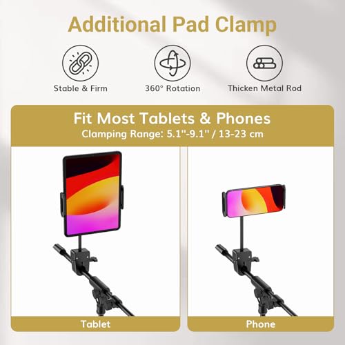 TONOR Microphone Stand with Tablet Holder, Tripod Boom Arm for Floor, Adjustable Height and Angle, Heavy Duty Stand with Carrying Bag, Smartphone and Pad Clamp, Excellent Compatibility, T35 - style: Mic Stand