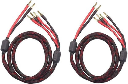 k4B-2B Bi-Wire Speaker Cable, 2.5M (8.2ft) PER Wire, 1pair Set (Total 12 Banana Plugs), Black, Male-to-Male, Outdoor, FCC Certified - size: 2.5 meters (8.2 feet)