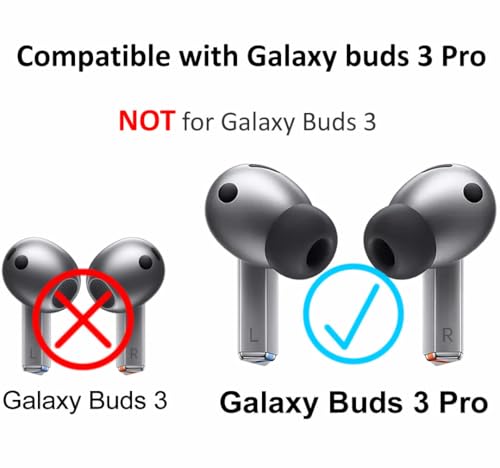 A-Focus 6 Pairs Galaxy Buds 3 Pro Ear Hooks Sport Ear Tips Replacement Anti-Slip Non-Slip Silicone Eartips and Covers Gel Wings Accessories Compatible with Samsung Galaxy Buds 3 Pro Gray