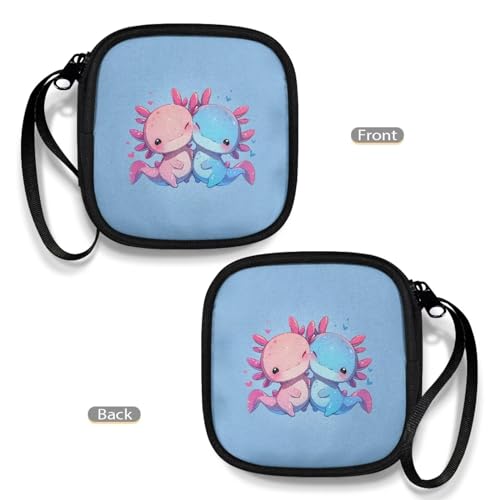 Cute Axolotl Carrying Earphone Case Pouch Storage Bag Holder-Earbud Case Headphones Storage Bag Pouch for Headphone, Bluetooth - color: Cute Axolotl
