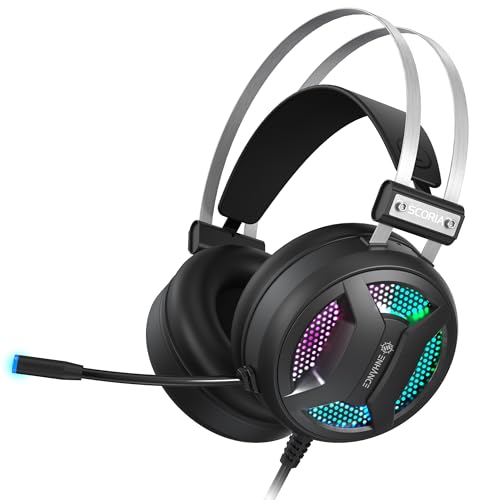 ENHANCE Scoria 2 Wired Gaming Headset - Gaming Headphones with 7.1 Surround Sound, Soft Memory Foam Earpads, Fast Access Controls - Headset with Mic Compatible with PlayStation, PC, Laptop