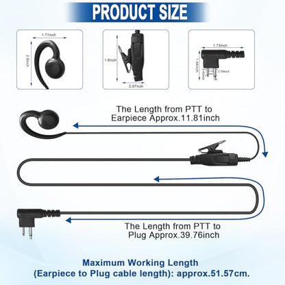 Cls1110 Cls1410 C-Shape Swivel Earpiece Headset for Motorola RDM2070D | 1 Pack 1-Wire Ear piece Headset Mic for CP200 CP200D CP100 CP100D CLS1413