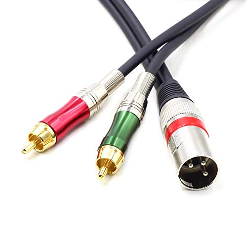 15FT XLR Male to 2 x Phono RCA Plug Adapter Y Splitter Patch Cable, 1 XLR Male 3 Pin to Dual RCA Plug Stereo Audio Cable Connector(4.5M) - color: 4.5m (1XLR-2RCA)