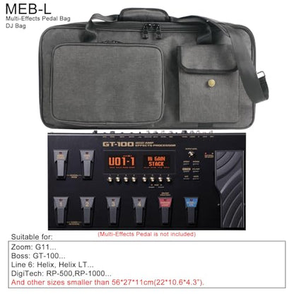 Effects Pedal Carrying Bag, 10mm Padding Multi Pockets Guitar Effects Pedal Case with Adjustable Strap and Water Proof Fabric, for Line 6 (L) - size: L