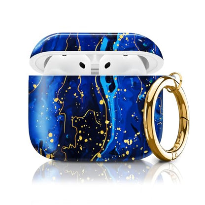 Cute Case Cover Compatible with AirPods 4th Generation 2024, Shockproof, Full-Body Protection - Protective, Anti-Drop Design (Cute Blue Marble) - color: Cute Blue Marble