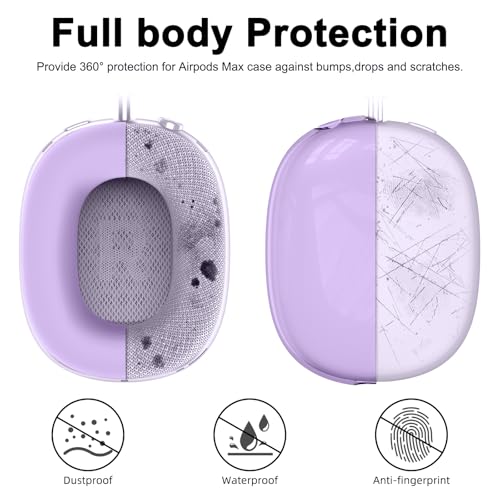 Silicone Case Cover for AirPods Max 2/1 Headphones (2026/2024/2020)(Purple) - color: Clear Purple-T
