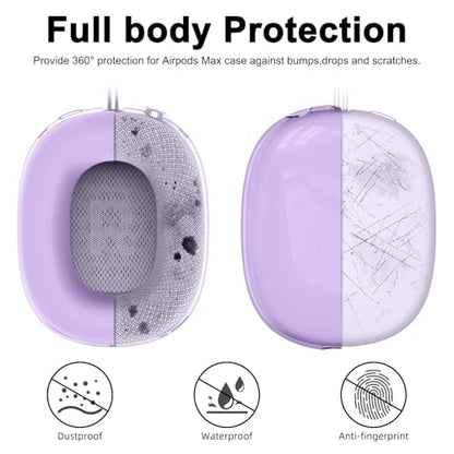 Silicone Case Cover for AirPods Max 2/1 Headphones (2026/2024/2020)(Purple) - color: Clear Purple-T