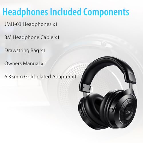 JOYO Wired Studio Monitor Headphones Semi-Open 50mm Drivers Over-Ear | Flat 15Hz-28kHz Response, 3.5mm and 6.35mm Adapter for home studio, mixing (JMH-03) - color: Natural, style: Professional Monitor